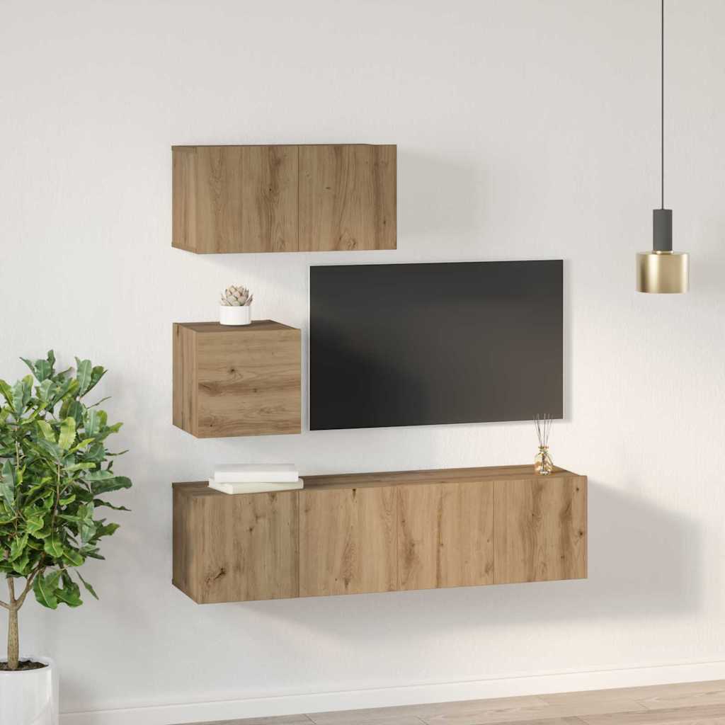 vidaXL Ensemble de meubles TV muraux 4 pcs Chêne Artisan Bois d'ingénierie