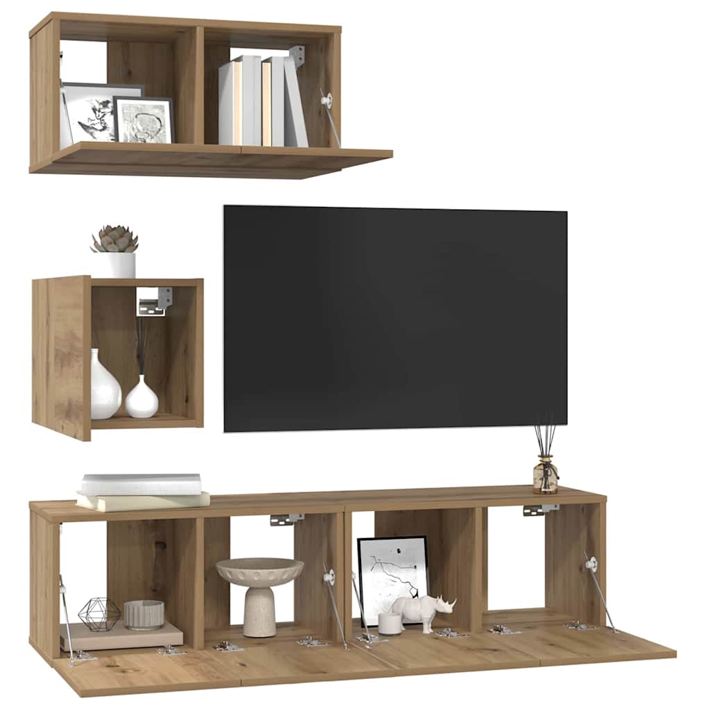 vidaXL Ensemble de meubles TV muraux 4 pcs Chêne Artisan Bois d'ingénierie