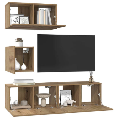 vidaXL Ensemble de meubles TV muraux 4 pcs Chêne Artisan Bois d'ingénierie