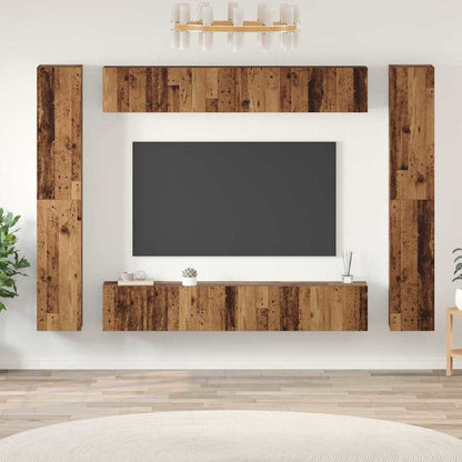 vidaXL Meuble TV mural 10 pcs Bois aggloméré aspect vieux bois