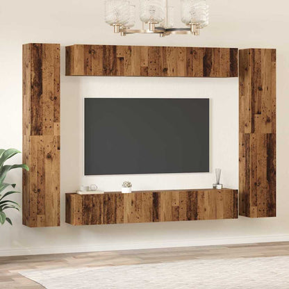 vidaXL Meuble TV mural 10 pcs Bois aggloméré aspect vieux bois