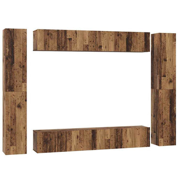 vidaXL Meuble TV mural 10 pcs Bois aggloméré aspect vieux bois