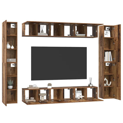 vidaXL Meuble TV mural 10 pcs Bois aggloméré aspect vieux bois