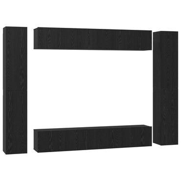 vidaXL TV-Schrankset 10 pcs Schwarz Eichen-Optik Holzwerkstoff