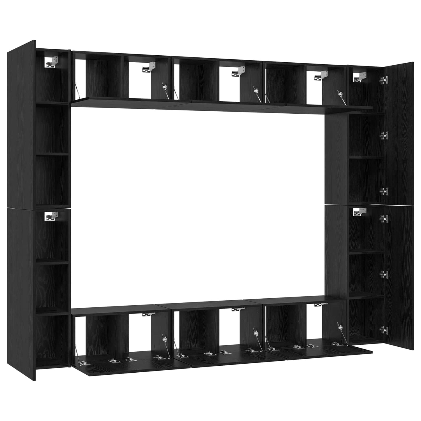 vidaXL TV-Schrankset 10 pcs Schwarz Eichen-Optik Holzwerkstoff