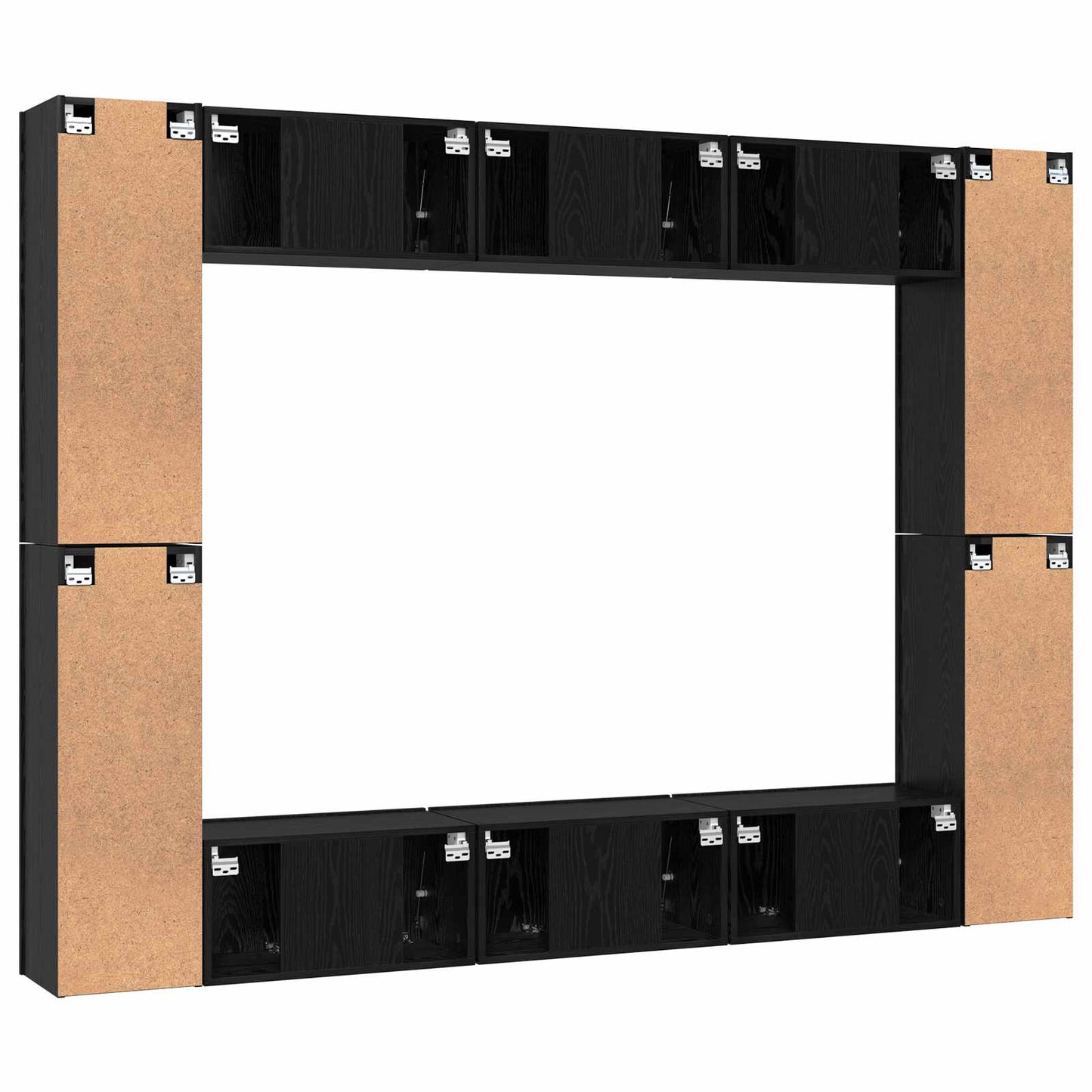 vidaXL TV-Schrankset 10 pcs Schwarz Eichen-Optik Holzwerkstoff