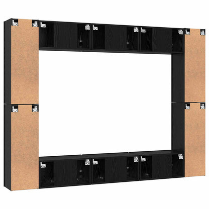 vidaXL TV-Schrankset 10 pcs Schwarz Eichen-Optik Holzwerkstoff