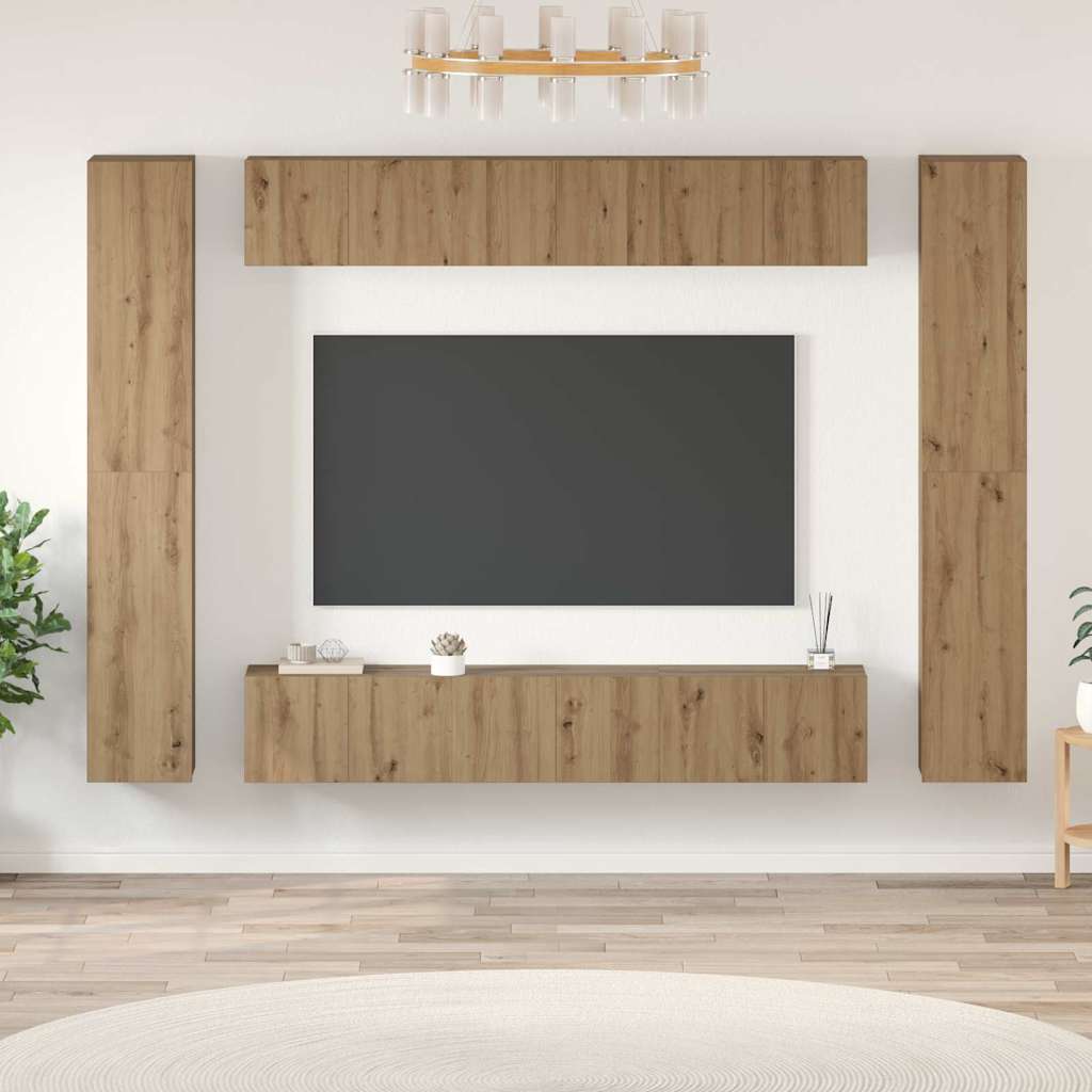 vidaXL Meuble TV mural 10 pcs Chêne Artisanal Bois d'ingénierie
