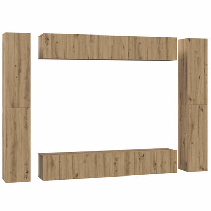 vidaXL Meuble TV mural 10 pcs Chêne Artisanal Bois d'ingénierie