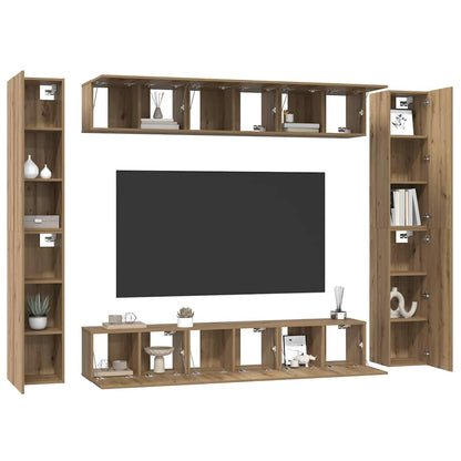 vidaXL Meuble TV mural 10 pcs Chêne Artisanal Bois d'ingénierie