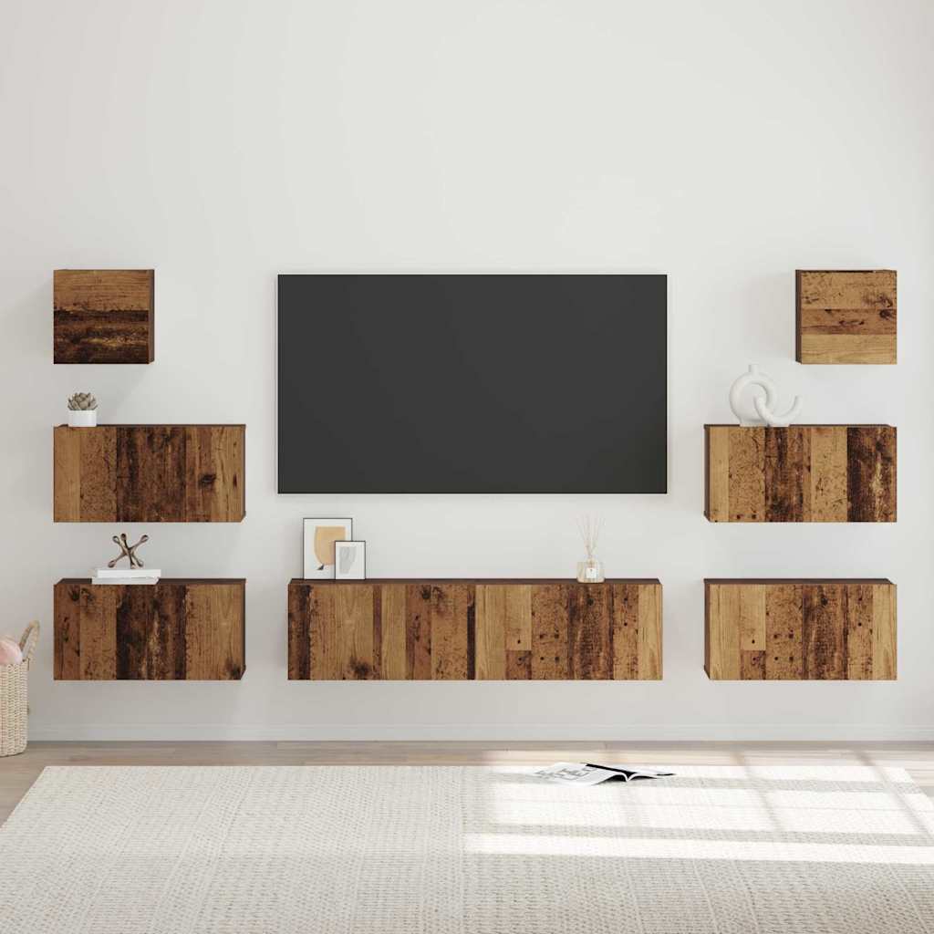 vidaXL Meuble TV mural 8 pcs bois d'ingénierie bois de récupération