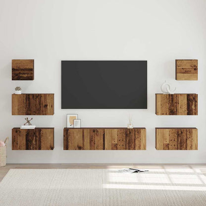 vidaXL Meuble TV mural 8 pcs bois d'ingénierie bois de récupération