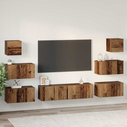 vidaXL Meuble TV mural 8 pcs bois d'ingénierie bois de récupération