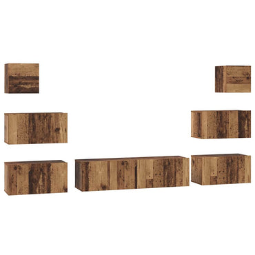 vidaXL Meuble TV mural 8 pcs bois d'ingénierie bois de récupération