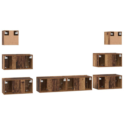 vidaXL Meuble TV mural 8 pcs bois d'ingénierie bois de récupération