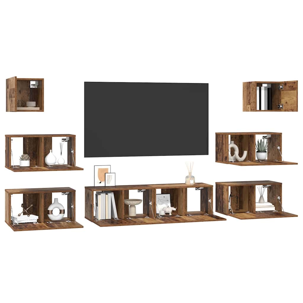 vidaXL Meuble TV mural 8 pcs bois d'ingénierie bois de récupération
