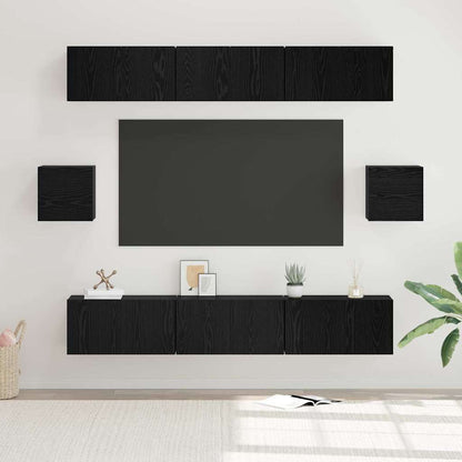 vidaXL TV-Schrankset 8 pcs Schwarz Eichen-Optik Holzwerkstoff