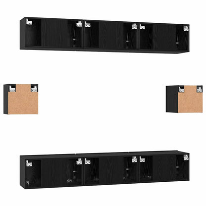 vidaXL TV-Schrankset 8 pcs Schwarz Eichen-Optik Holzwerkstoff