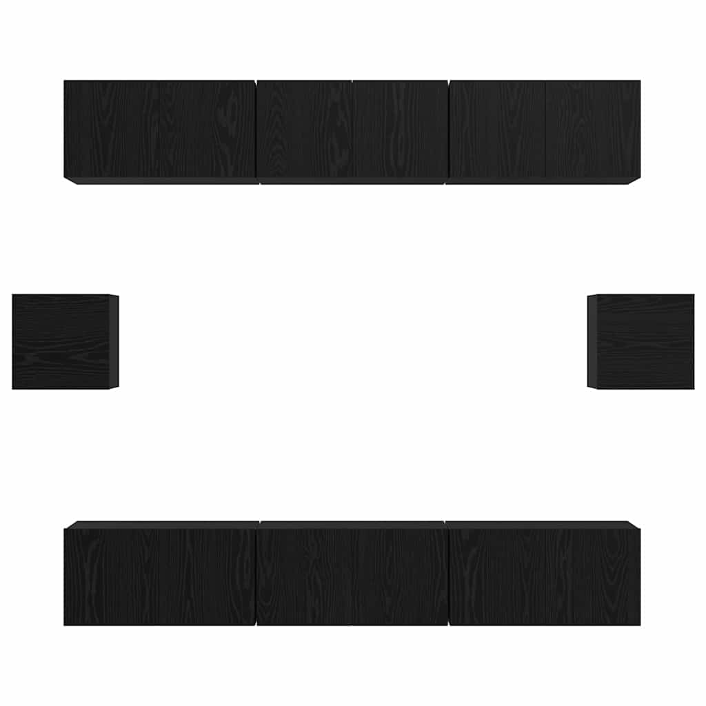vidaXL TV-Schrankset 8 pcs Schwarz Eichen-Optik Holzwerkstoff