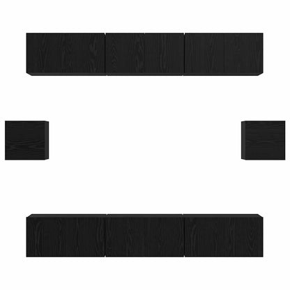 vidaXL TV-Schrankset 8 pcs Schwarz Eichen-Optik Holzwerkstoff