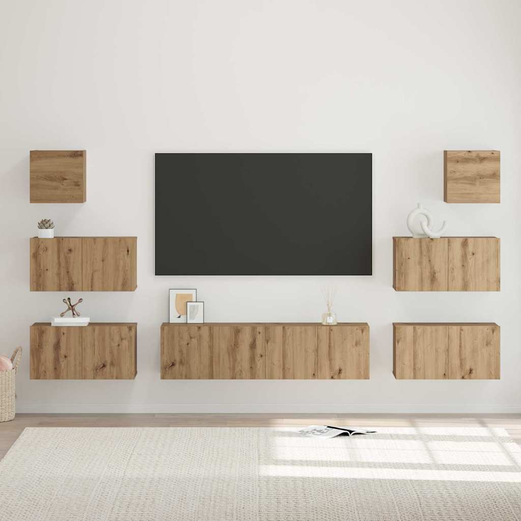vidaXL Meuble TV mural 8 pcs Chêne Artisan Bois d'ingénierie