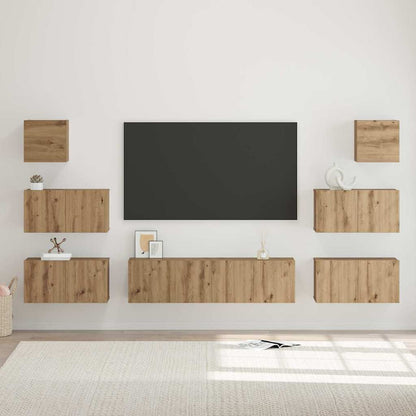 vidaXL Meuble TV mural 8 pcs Chêne Artisan Bois d'ingénierie