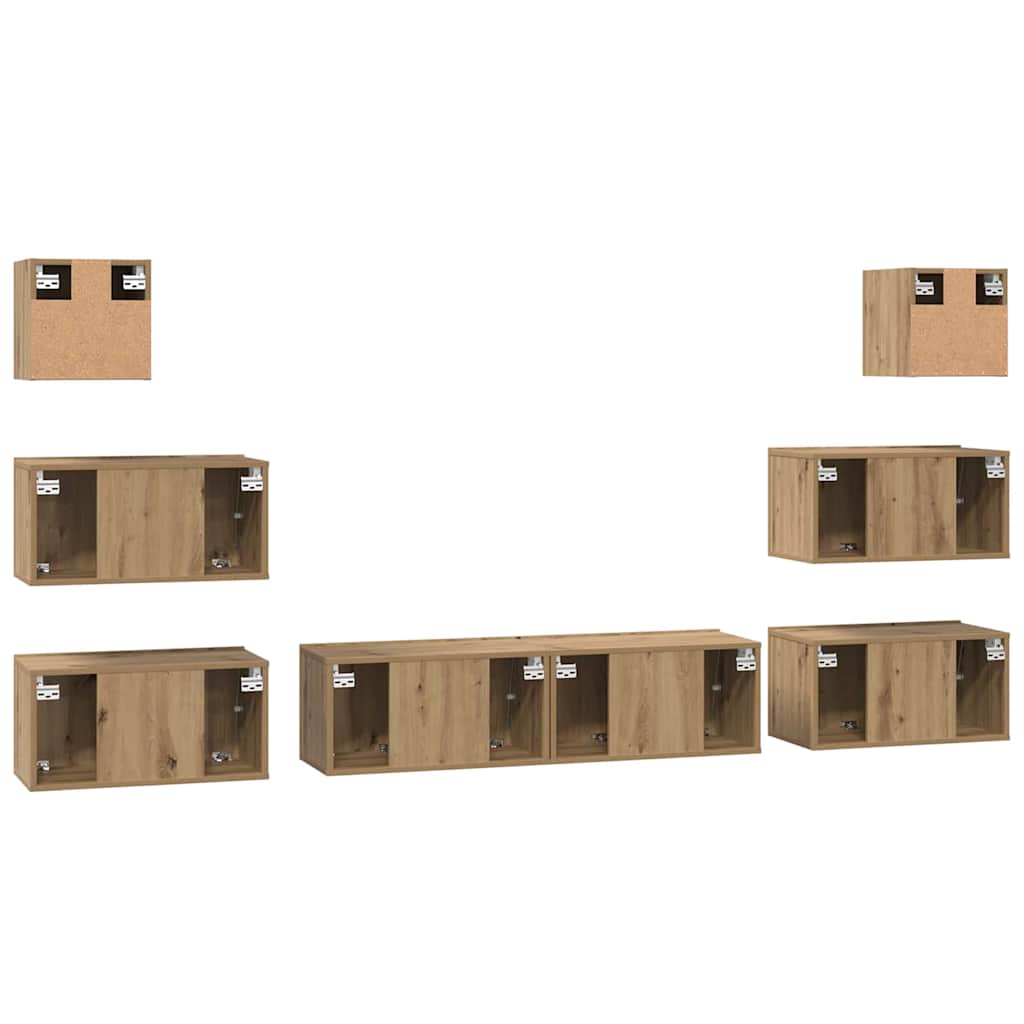 vidaXL Meuble TV mural 8 pcs Chêne Artisan Bois d'ingénierie