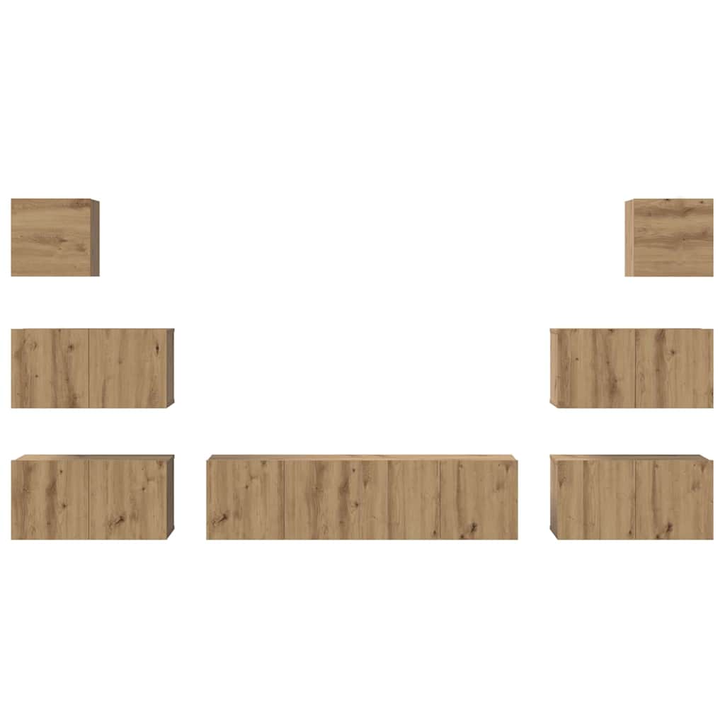 vidaXL Meuble TV mural 8 pcs Chêne Artisan Bois d'ingénierie