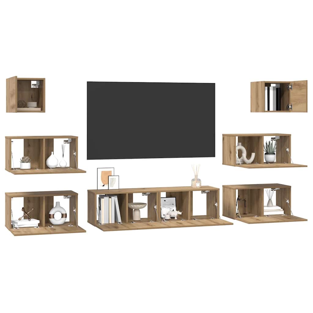 vidaXL Meuble TV mural 8 pcs Chêne Artisan Bois d'ingénierie