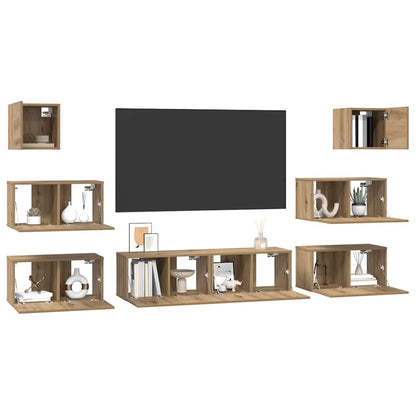 vidaXL Meuble TV mural 8 pcs Chêne Artisan Bois d'ingénierie