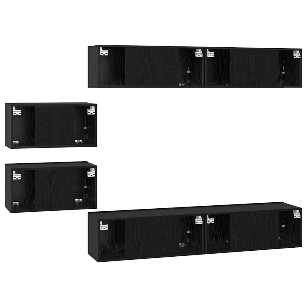 vidaXL TV-Schrankset 6 pcs Schwarz Eichen-Optik Holzwerkstoff
