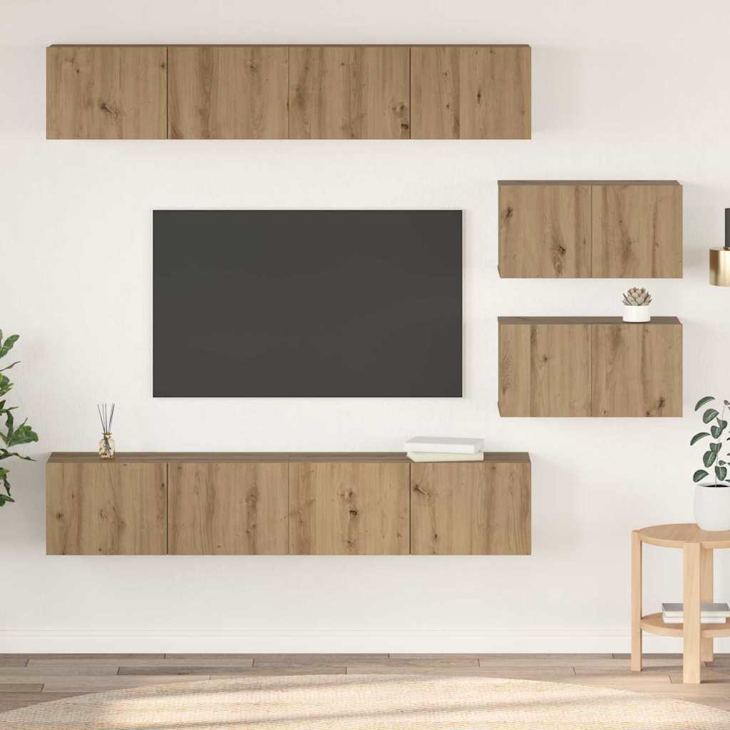 vidaXL Meuble TV mural 6 pcs Chêne Artisan en bois d'ingénierie