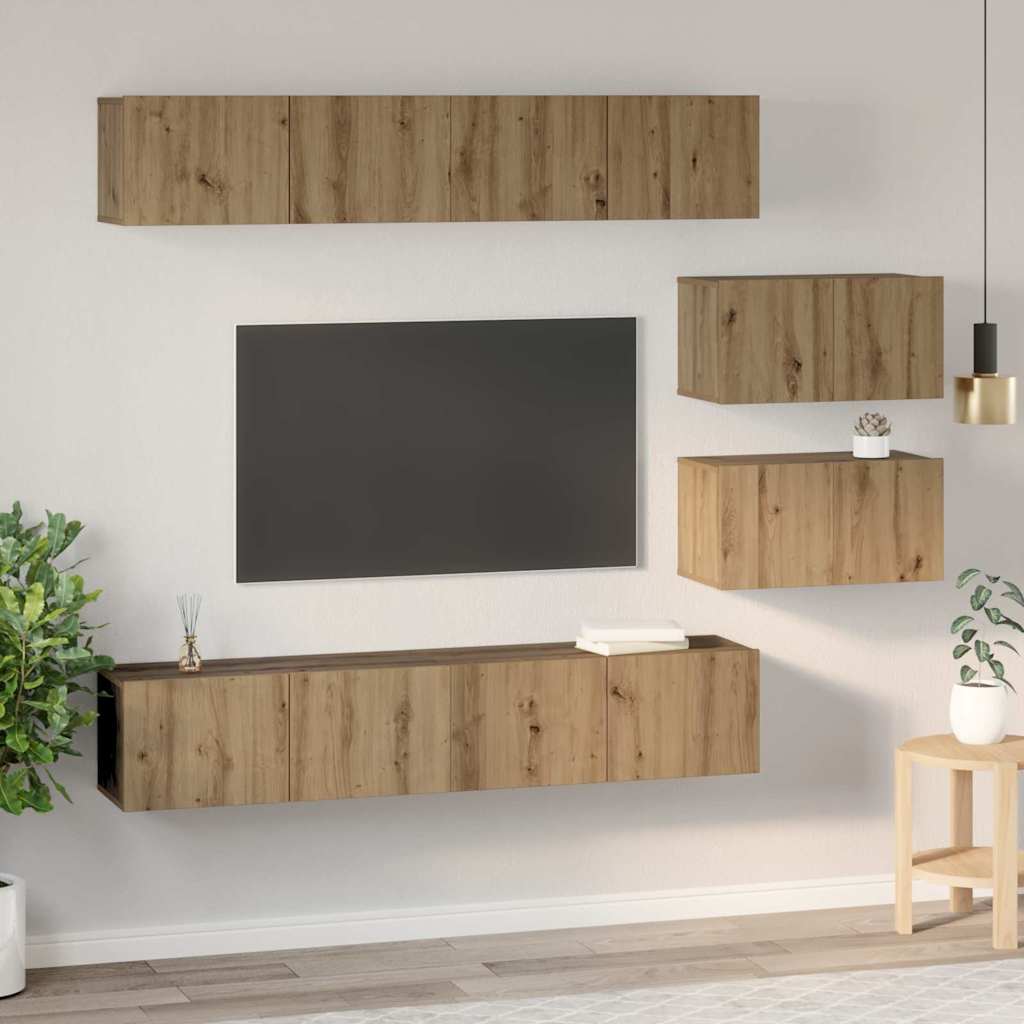vidaXL Meuble TV mural 6 pcs Chêne Artisan en bois d'ingénierie