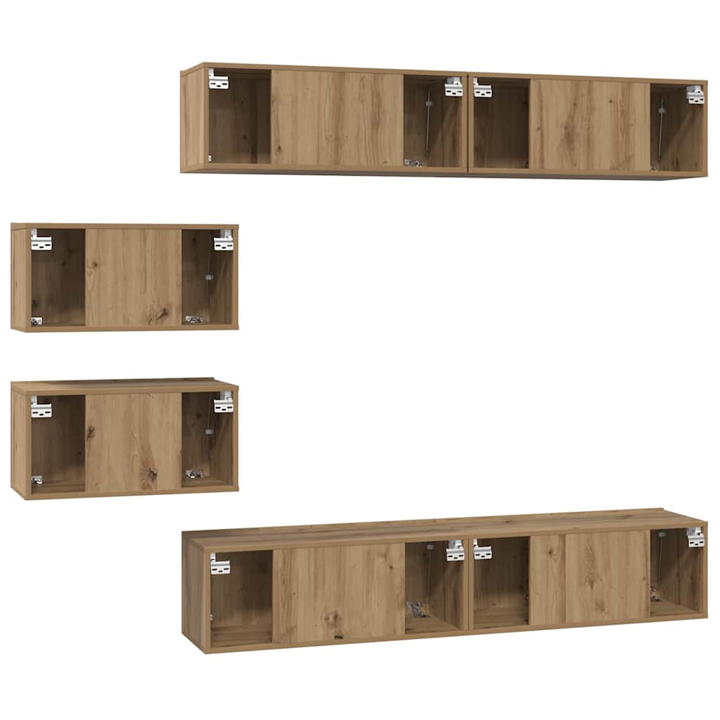 vidaXL Meuble TV mural 6 pcs Chêne Artisan en bois d'ingénierie