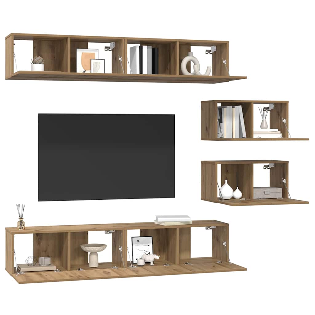 vidaXL Meuble TV mural 6 pcs Chêne Artisan en bois d'ingénierie