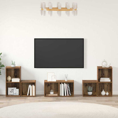 vidaXL TV-Schrankset Wandmontiert 6 pcs Altholz Holzwerkstoff