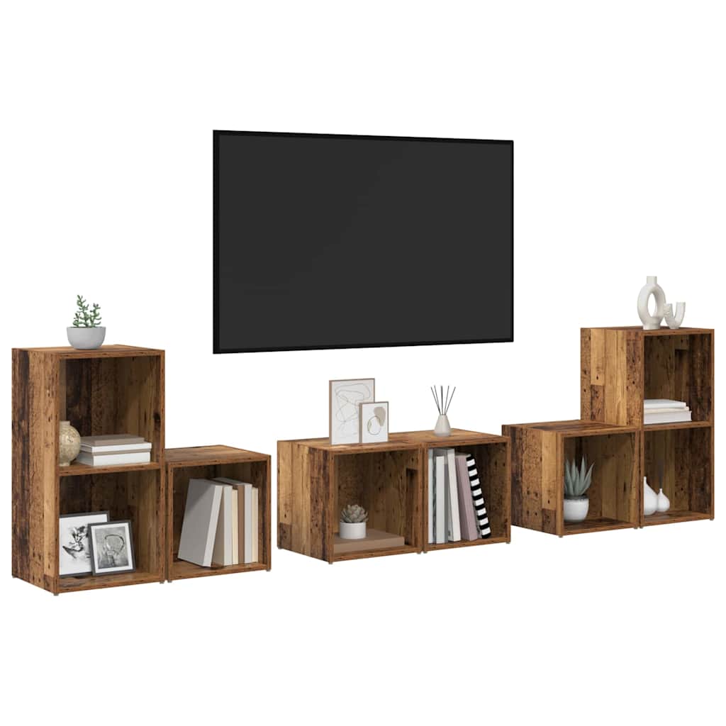 vidaXL TV-Schrankset Wandmontiert 6 pcs Altholz Holzwerkstoff