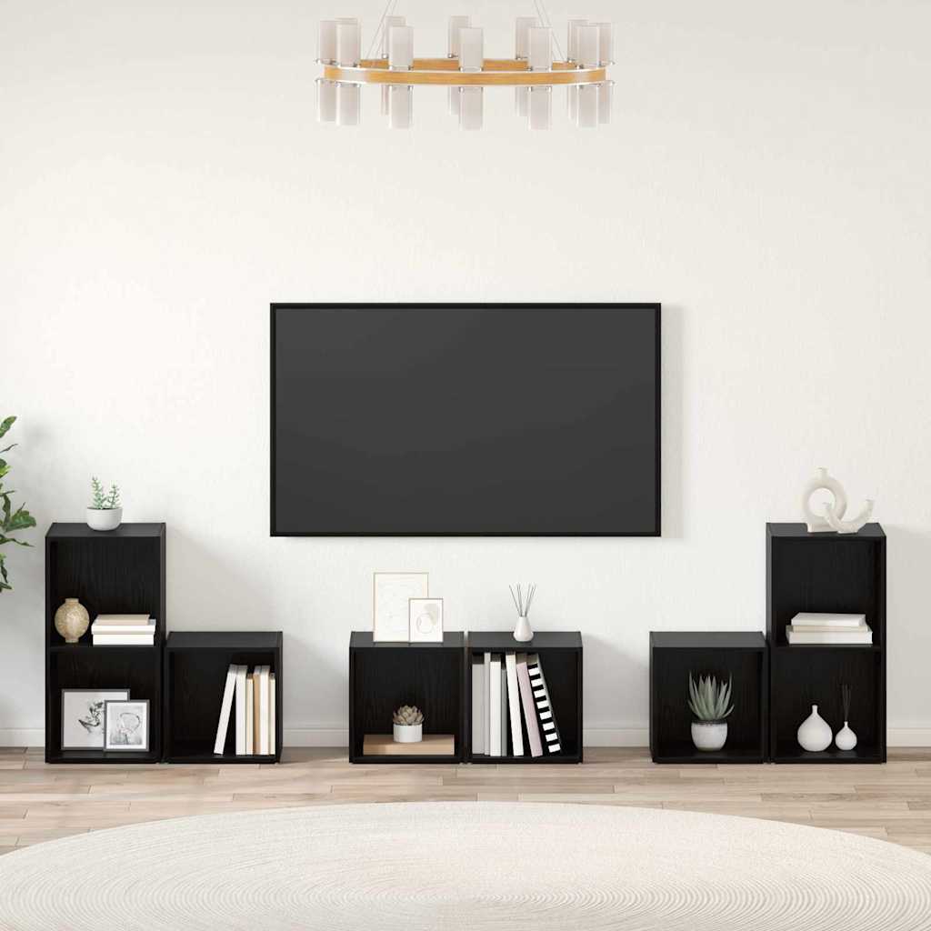 vidaXL TV-Schrankset 6 pcs Schwarz Eichen-Optik Holzwerkstoff