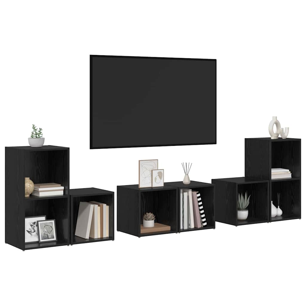 vidaXL TV-Schrankset 6 pcs Schwarz Eichen-Optik Holzwerkstoff