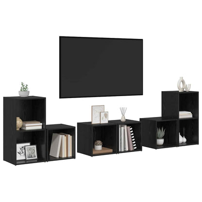 vidaXL TV-Schrankset 6 pcs Schwarz Eichen-Optik Holzwerkstoff