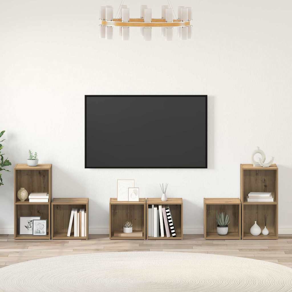 vidaXL TV-Schrankset Wandmontiert 6 pcs Artisan-Eiche Holzwerkstoff