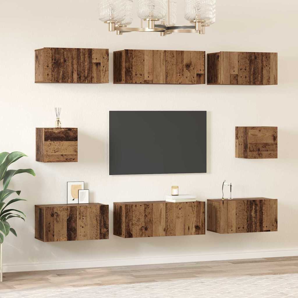 vidaXL Meuble TV mural 8 pcs bois de récupération bois d'ingénierie