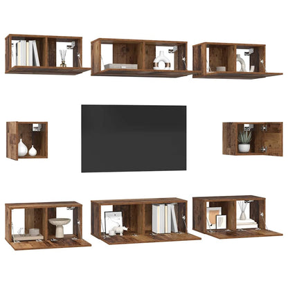 vidaXL Meuble TV mural 8 pcs bois de récupération bois d'ingénierie