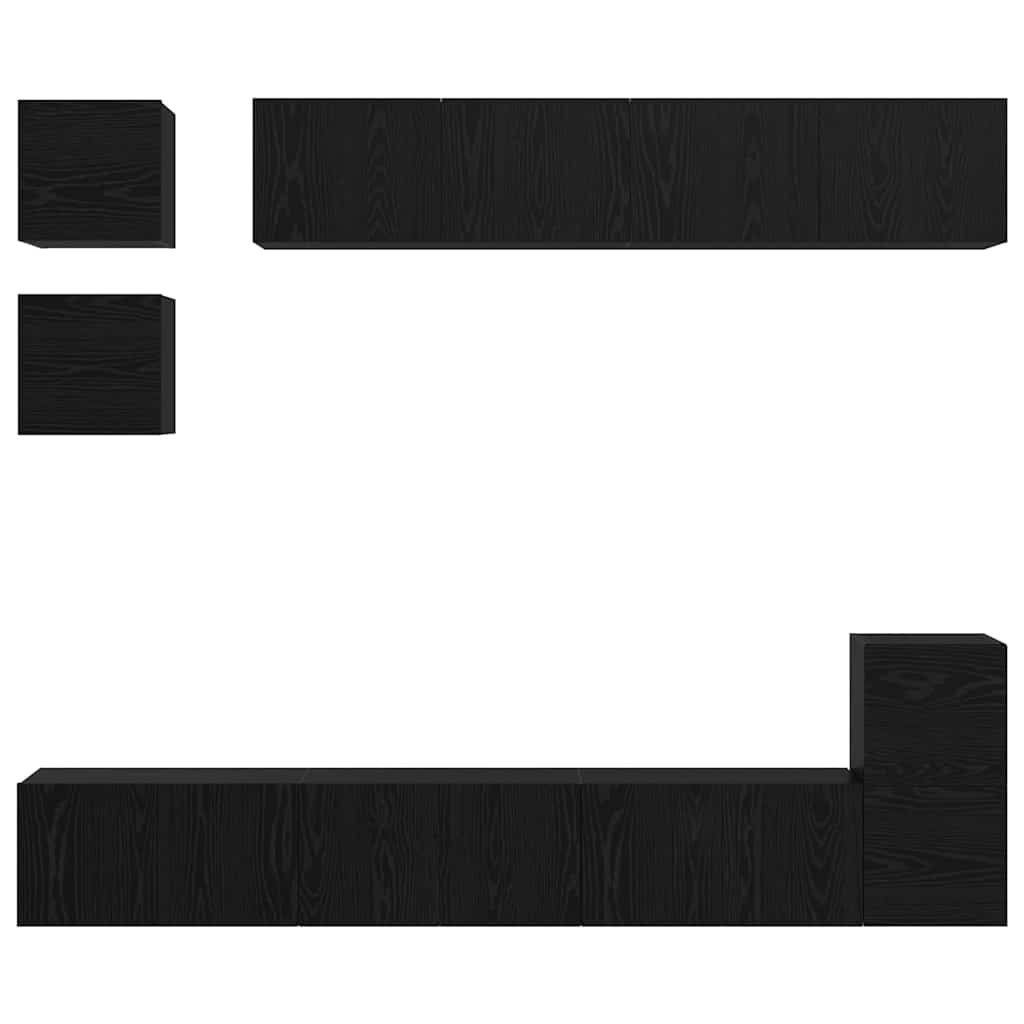 vidaXL TV-Schrankset 8 pcs Schwarz Eichen-Optik Holzwerkstoff