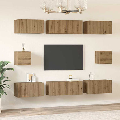 vidaXL Meuble TV mural 8 pcs Chêne artisan HDF