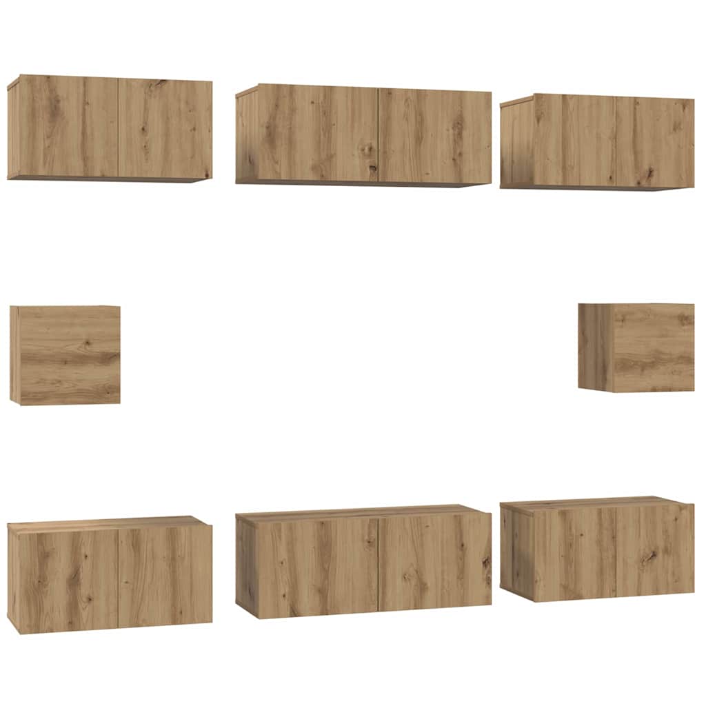 vidaXL Meuble TV mural 8 pcs Chêne artisan HDF