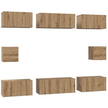 vidaXL Meuble TV mural 8 pcs Chêne artisan HDF