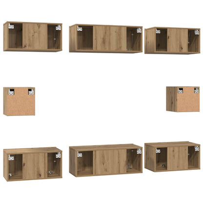 vidaXL Meuble TV mural 8 pcs Chêne artisan HDF
