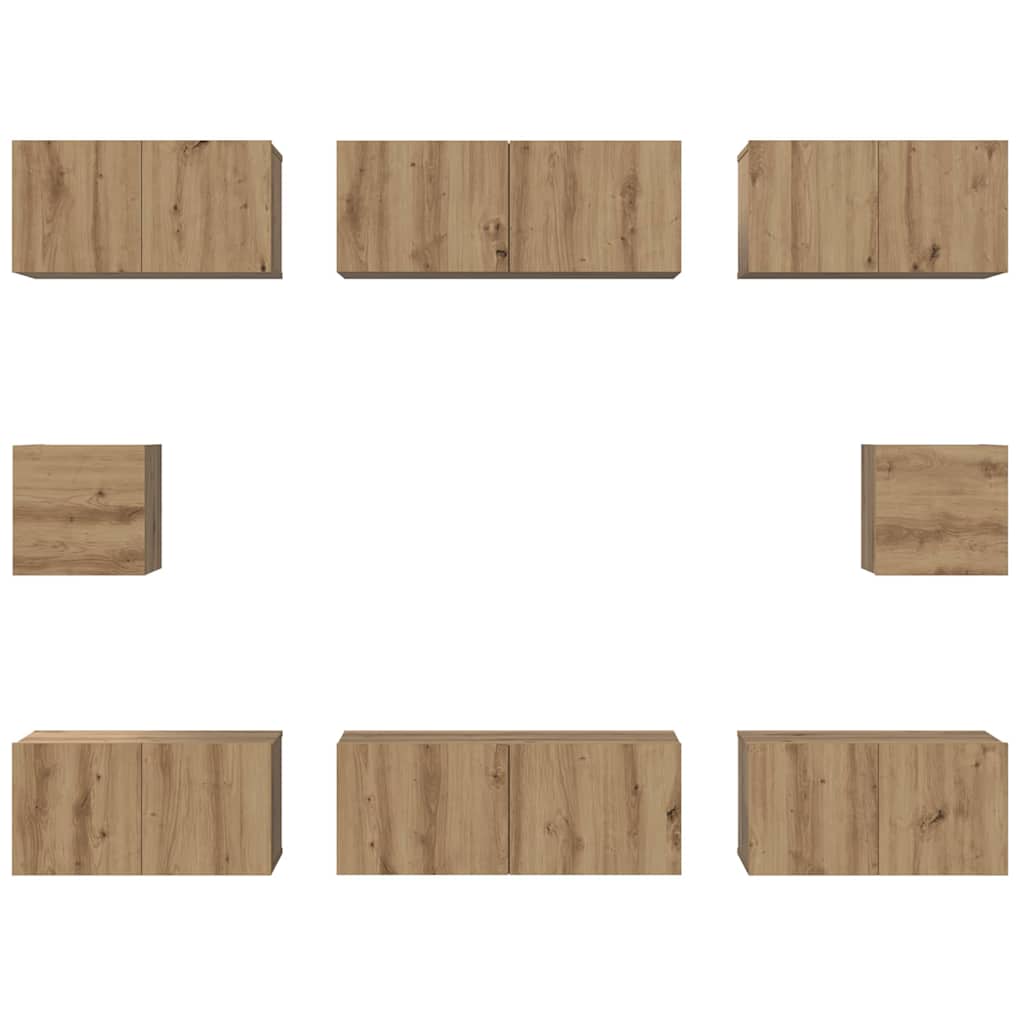 vidaXL Meuble TV mural 8 pcs Chêne artisan HDF
