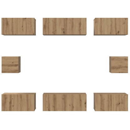 vidaXL Meuble TV mural 8 pcs Chêne artisan HDF